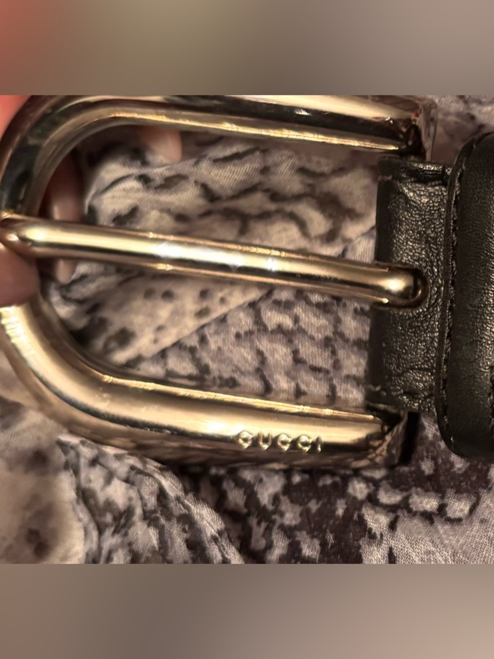 Classic Gucci Silver Buckle Black Leather - Men’s Belt